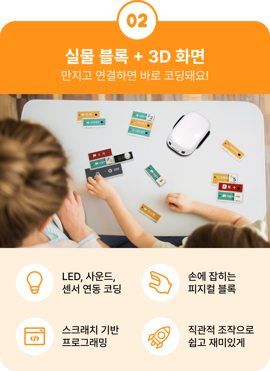 실물 블록 + 3D 화면